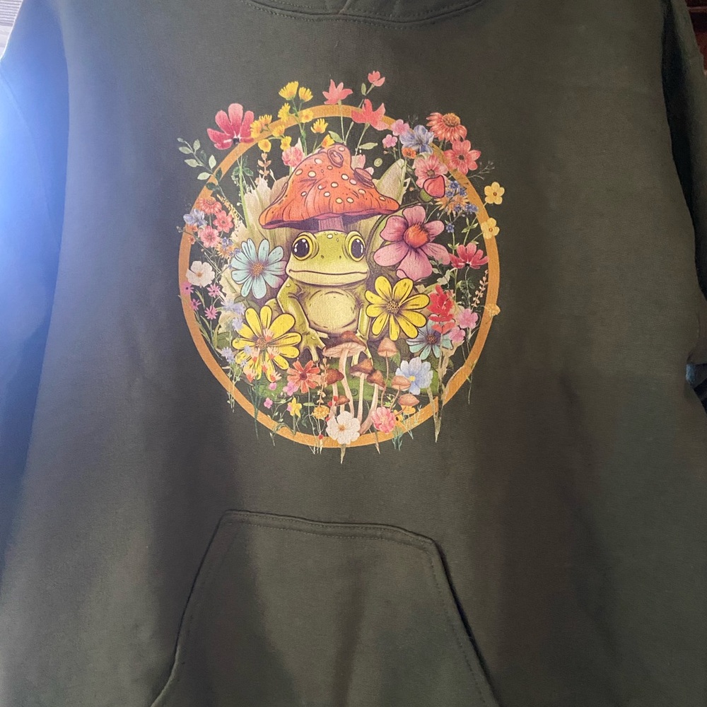 Frog and Flowers Graphic Hoodie